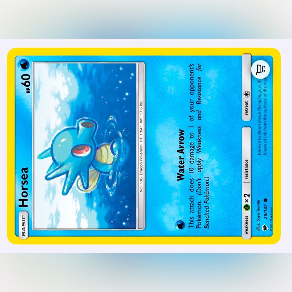Holographic Horsea Pokemon Trading Card - Reverse Holo Edition!